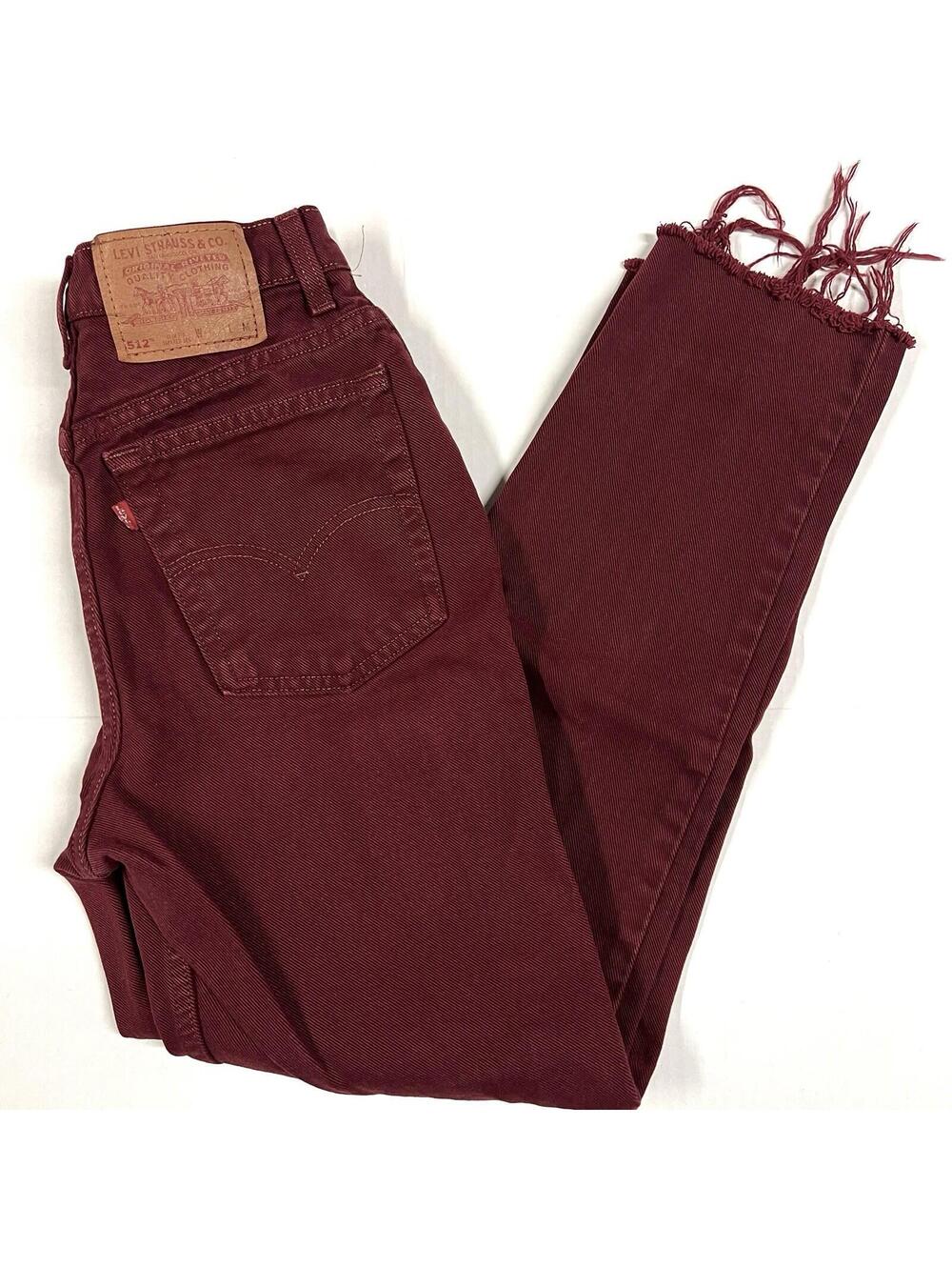 VTG Levis 512 Jeans Tapered Leg Slim Fit 90s High Rise Women's Size 9 Maroon USA